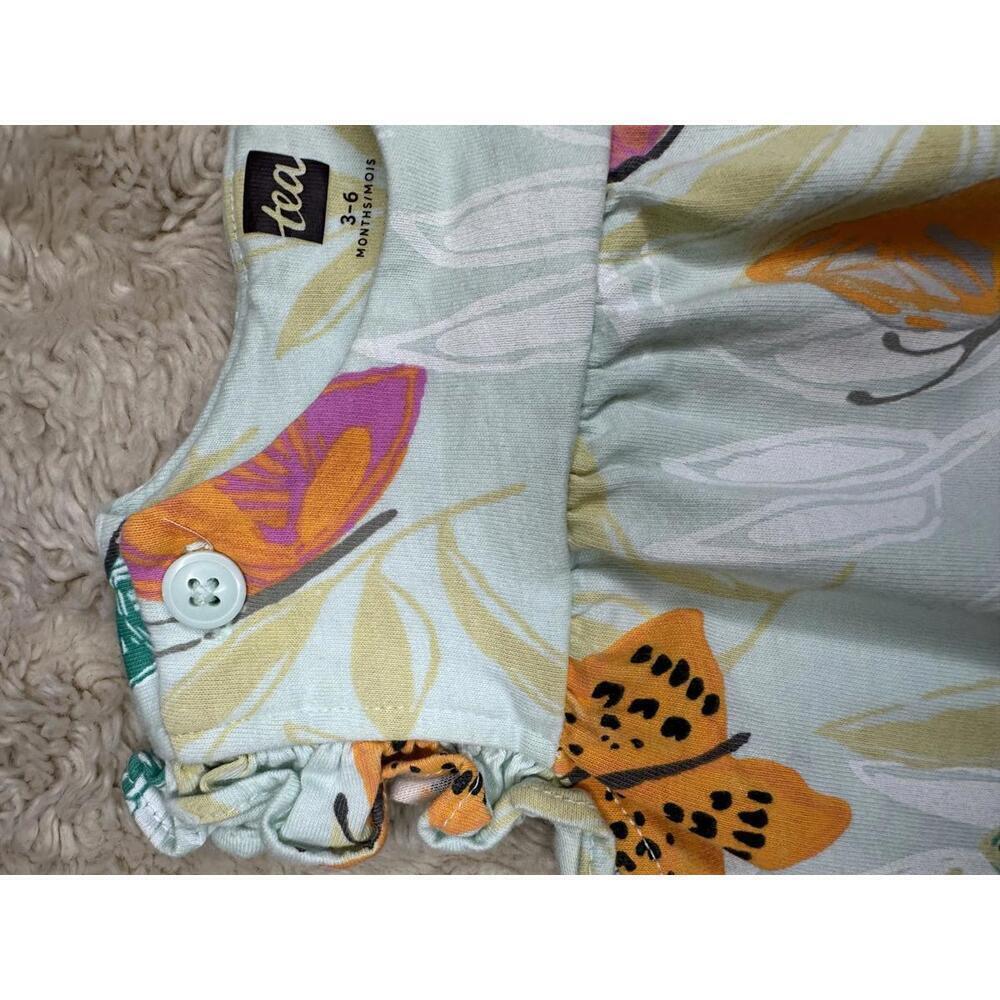 Tea Collection mint green butterfly flutter sleeve cotton short romper Size 3-6M - Picture 2 of 6